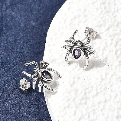 925 стерлинговый серебристый микропроволочный кубический серьги из циркония EJEW-Z133-01AS-1