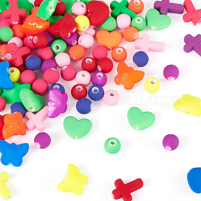 120 шт. 4 стиля окрашенных распылением непрозрачных акриловых бусин ACRP-TA0001-03-1