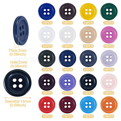 320 шт. 20 цвета пуговицы из смолы с 4 отверстиями BUTT-TA0001-29D-1