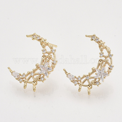 Латунные микро-паве прозрачные серьги-гвоздики из циркония X-KK-T054-49G-NF-1