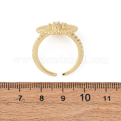 Регулируемые латунные кольца-манжеты с микропаве из кубического циркония для женщин RJEW-B139-07G-01-1