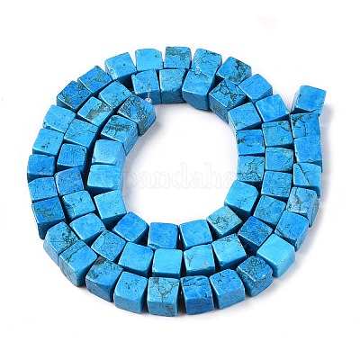 Бусины из натуральной бирюзы  G-T139-6x6-10A-1