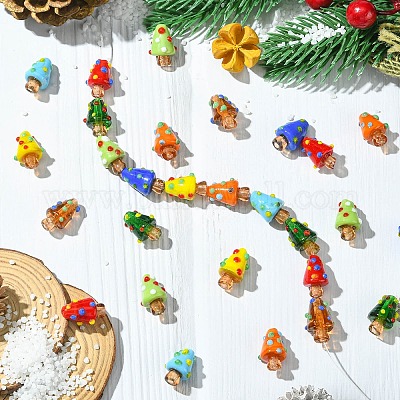 40 шт. 8-х цветные бусины ручной работы в технике лэмпворк с выпуклыми краями LAMP-CJ0002-40-1