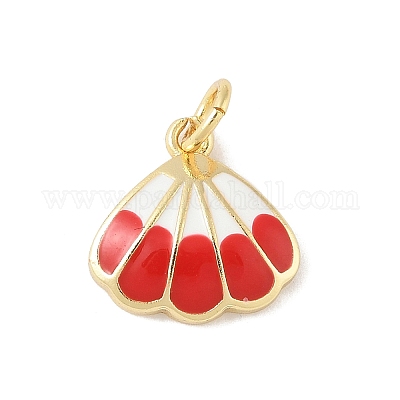 Подвески в форме ракушек из латуни с эмалью KK-B148-02G-02-1