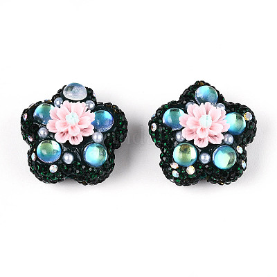 Полимерная глина в форме цветка со стразами CLAY-U023-01G-1