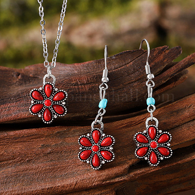 Комплекты украшений из синтетической бирюзы и сплава FS-WG8B1C9-04-1