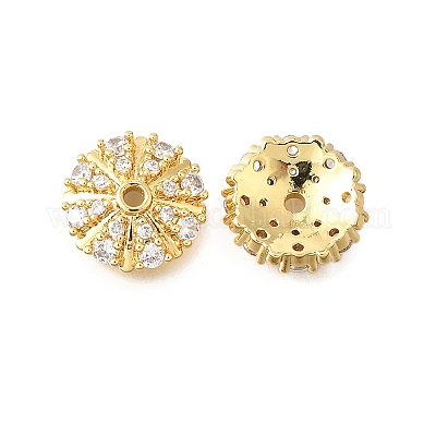 Колпачки для бусин из прозрачного кубического циркония в форме цветка из латуни KK-V008-03G-1