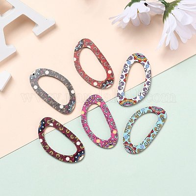 Большие подвески из натуральной липы с принтом WOOD-S045-039-M-1