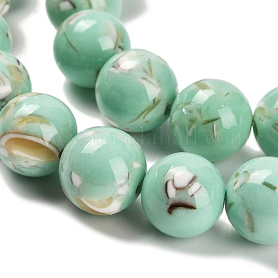 Собранные нити бусин из синтетического камня и ракушек трохус G-B128-08D-02-1