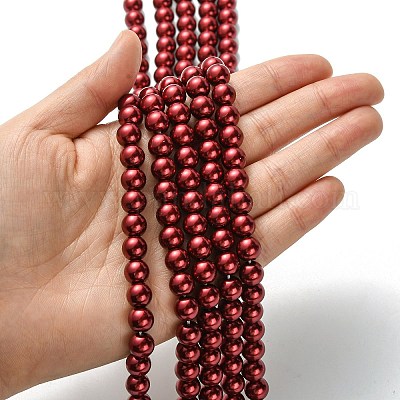 Круглые бусины из экологически чистого окрашенного стекла с жемчугом HY-A008-8mm-RB038-1