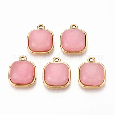 Квадратные подвески из натурального розового кварца STAS-N109-211C-G-1