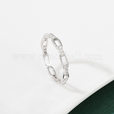 Регулируемые кольца из стерлингового серебра с кубическим цирконием для женщин RJEW-B128-03-1
