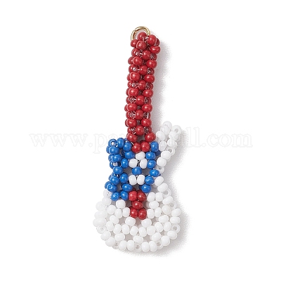 Подвески-гитары из стеклянных бусин ручной работы PALLOY-MZ00501-1