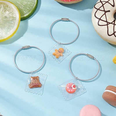 3 шт. брелок из нержавеющей стали и смолы KEYC-JKC01145-1