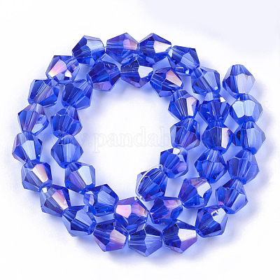 Стеклянные бусины с гальваническим покрытием  EGLA-Q118-8mm-B25-1