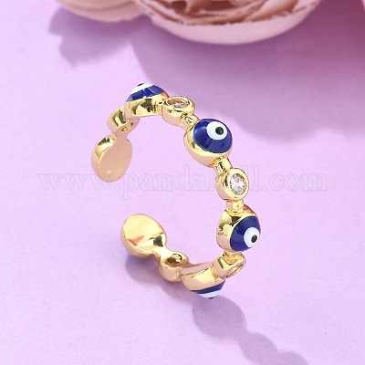 Латунные кольца из манжеты с прозрачным цирконием RJEW-C100-21G-1