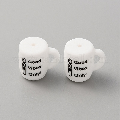 Чашка со словом ggood vibes только силиконовые бусины SIL-WH0006-18B-1
