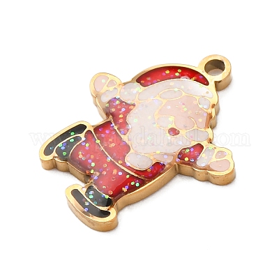 Рождественские эмалевые подвески из нержавеющей стали 304 STAS-B112-02G-07-1