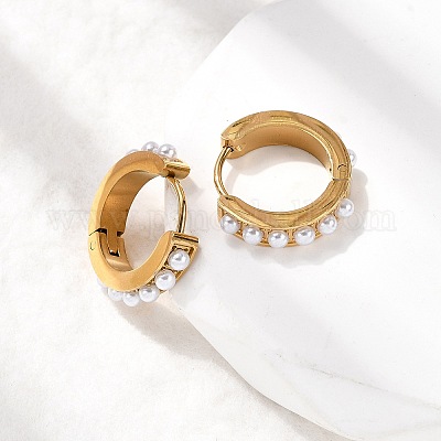 Серьги-кольца из нержавеющей стали 304 EJEW-K268-39G-1