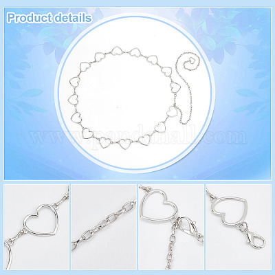 2 шт. 2-х стильные цепочки из сплава в форме сердца на талию AJEW-PH0004-05-1