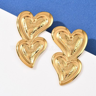 Серьги-гвоздики в форме сердца из нержавеющей стали 304 EJEW-I320-24G-05-1
