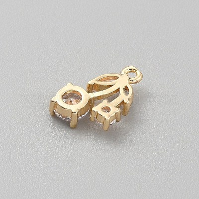 Латунные микро проложить кубического циркония подвески KK-WH0365-009G-06-1