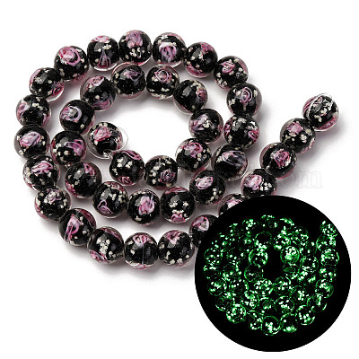 Светящиеся бусины ручной работы из искусственного песка в технике лэмпворк LAMP-B028-03Q-10mm-1