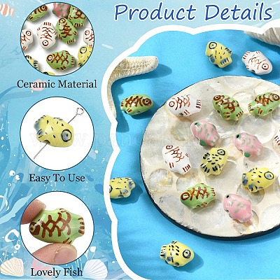 20шт 4 цвета фарфоровые бусины ручной работы PORC-YW0001-23-1