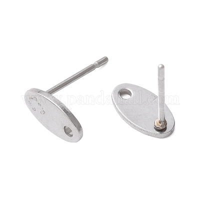 16 шт. 2 цвета 201 нержавеющая сталь фурнитура для сережек-гвоздиков с отверстием EJEW-FS0001-19-1