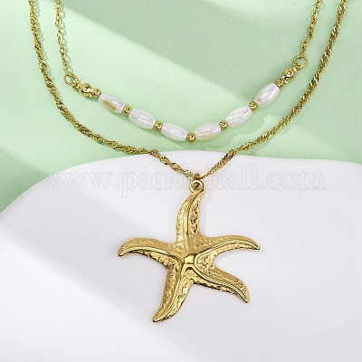 Двухслойные подвески-звезды из нержавеющей стали 304 NJEW-L465-04G-1