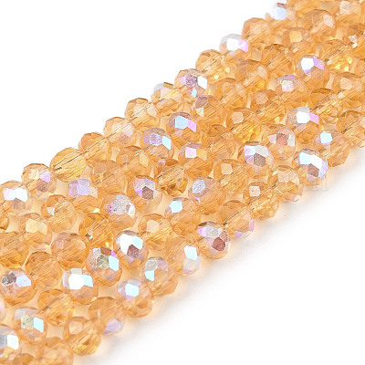 Стеклянные бусины с гальваническим покрытием  EGLA-A044-T3mm-L23-1