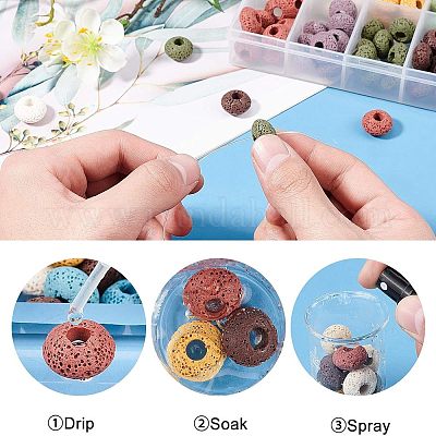 4 нить бусины из натурального вулканического камня G-NB0001-52B-1