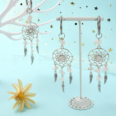 Брелок из розового кварца с натуральными чипсами KEYC-YW0001-01-1