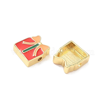 Рождественские латунные эмалевые бусины KK-I474-G07-1