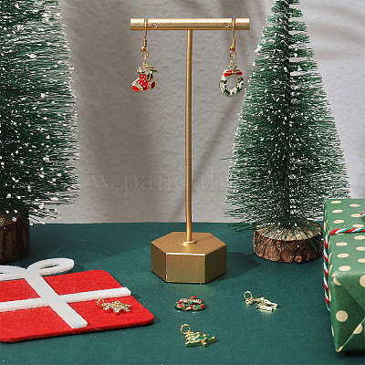 6 шт. 6 стиля подвески из латуни со стразами на рождественскую тематику KK-CA0003-79-1