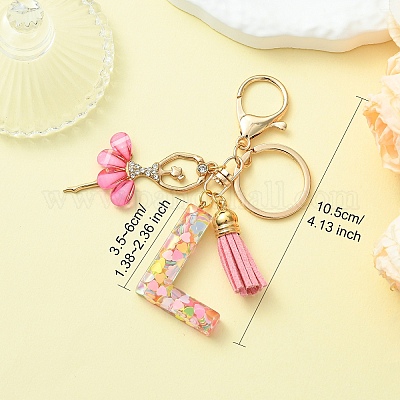 Буквы a~z прозрачные блестящие брелки из смолы с подвеской KEYC-FZ00024-10-1