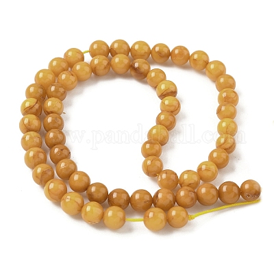 Нити из натуральных бусин из пчелиного воска G-L095-B02-7mm-01-1