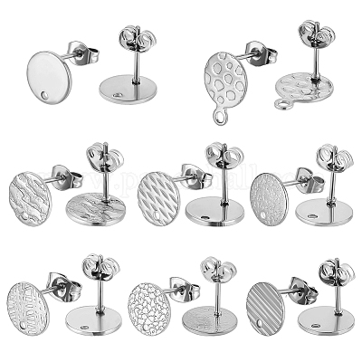 32 шт. 8 фурнитуры для сережек-гвоздиков из нержавеющей стали 201/304 STAS-ME0001-39P-1