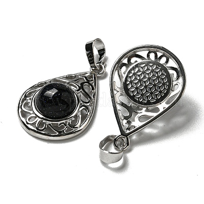 Синтетический синий авантюрин подвески G-Q158-05P-20-1