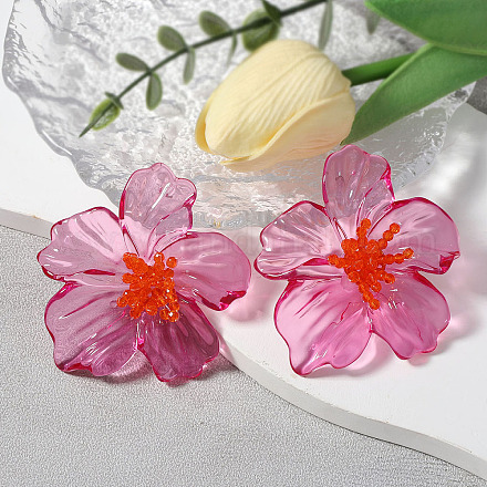 Серьги-гвоздики из прозрачного акрила с цветком FS-WGF3DA5-02-1