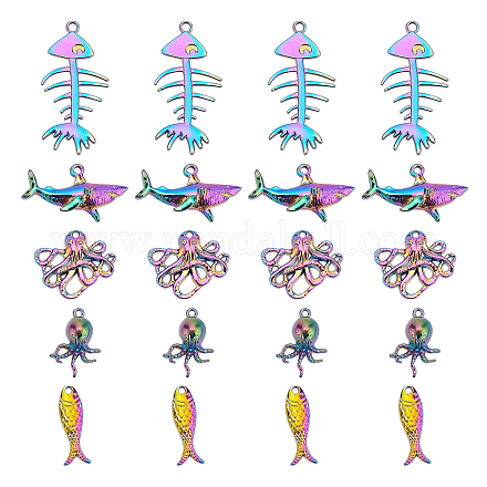 20шт 5 стиля подвески из сплава цвета радуги PALLOY-PH0002-04-1