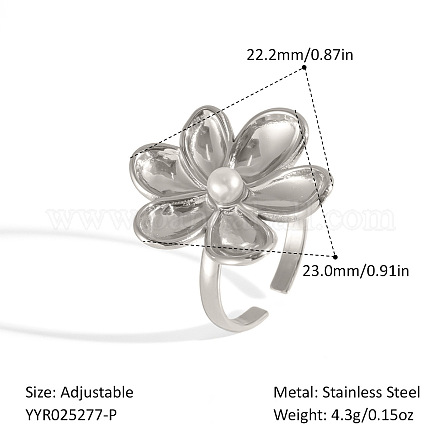 Кольцо-манжета в виде цветка из нержавеющей стали 304 для женщин CW0954-4-1