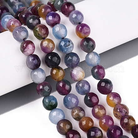 Окрашенные природные белый нефрит бисер пряди G-T139-8mm-60-08-1