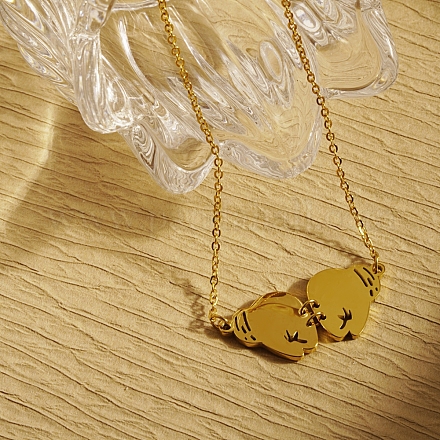 Стильное женское ожерелье с подвеской в виде боксерской перчатки из нержавеющей стали 304 для ежедневного ношения. WJ1121-1-1