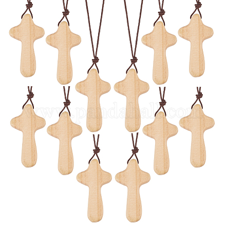 Украшения из подвесок в виде деревянного креста WOOD-WH0034-55B-1