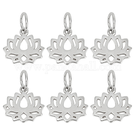 6 шт. 925 полых серебряных подвески-лотоса STER-DR0001-34-1