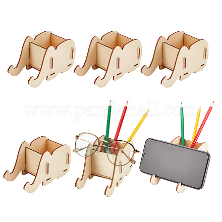 Съемные деревянные держатели для мобильных телефонов в форме слона LS-DIY-WH0297-40-1