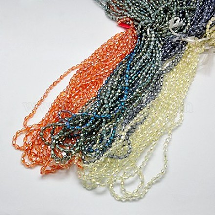 Стеклянные бусины с гальваническим покрытием  EGLA-J013-4X6mm-FM3-1