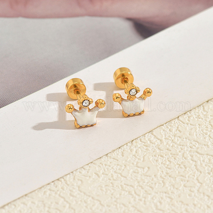 Серьги-гвоздики с короной из нержавеющей стали с эмалью JB5965-3-1