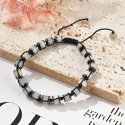 Регулируемые браслеты из плетеных бусин из натурального цветка амазонита и немагнитного синтетического гематита BJEW-Z090-01G-1